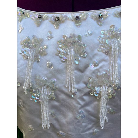 Vintage 1960s Satin Silk glass dangle Bead  Formal Top Tank Hong Kong - Picture 6 of 16